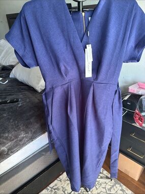 Closet Indigo Wrap-Style Midi Dress